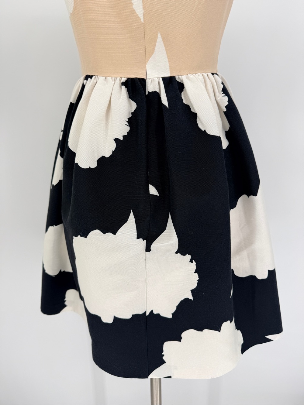 Beige and Black Floral Fit-and-Flare Dress - Picture 7 of 7